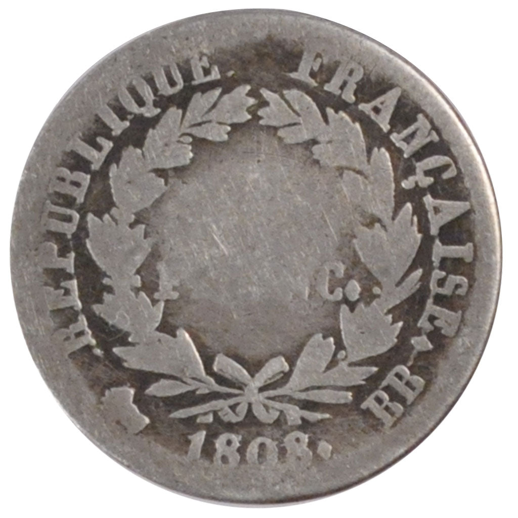 FRANCE, Napoléon I, 1/2 Franc, 1808, Strasbourg, KM #680.3, VG(8-10), Silver, G.