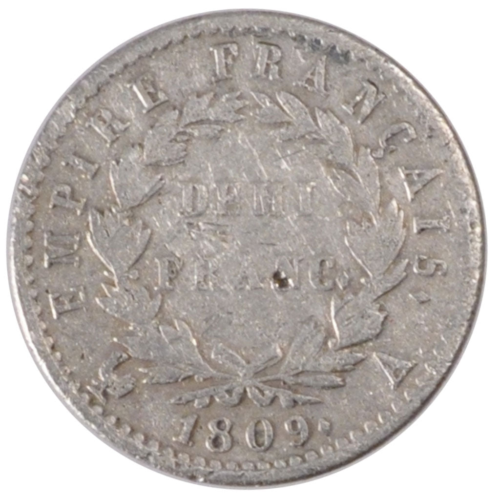 Francia, Napoléon I, 1/2 Franc, 1809, Paris, MB, Argento, Gadoury:399