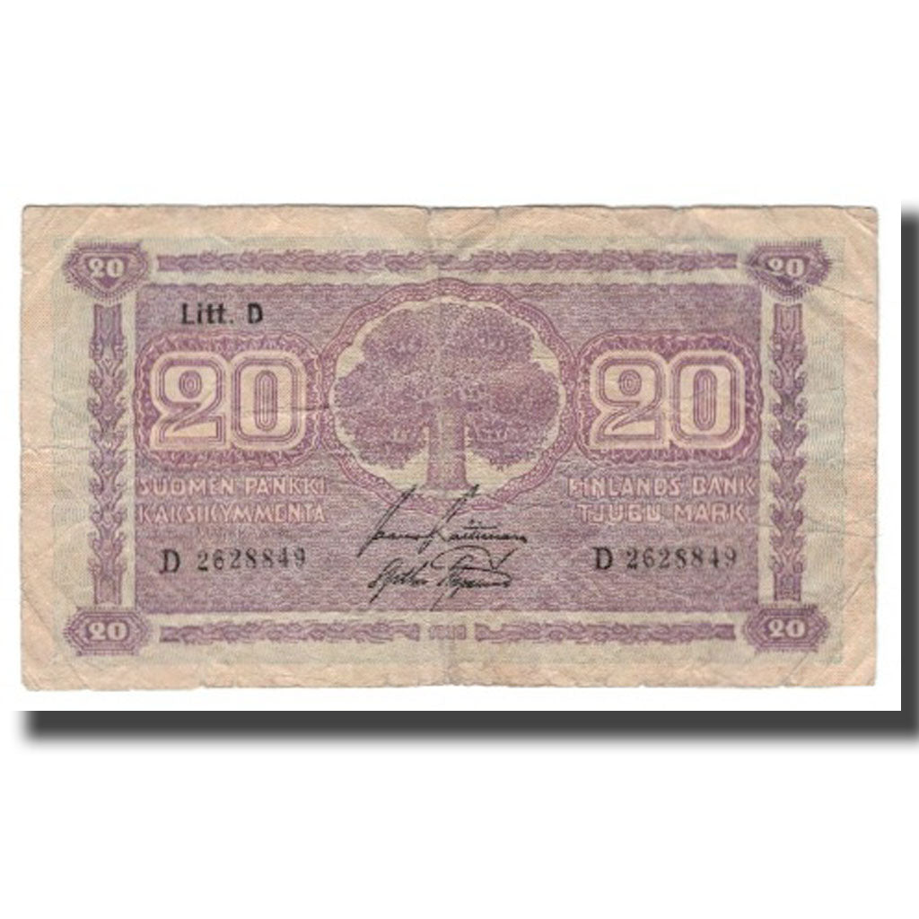 Banconote, Finlandia, 20 Markkaa, 1939 (1939-45), KM:71a, B