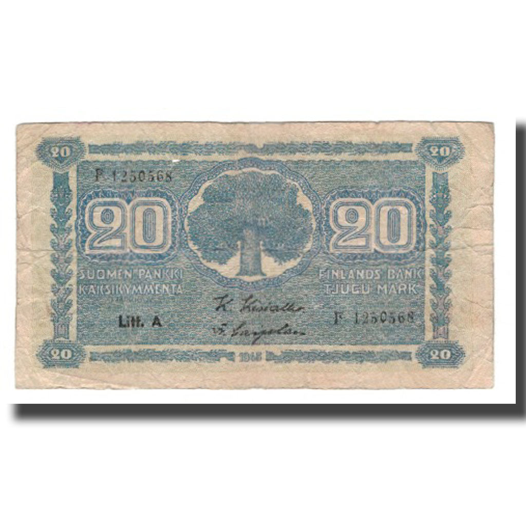 Banknote, Finland, 20 Markkaa, 1945 (1948), KM:86, F(12-15)