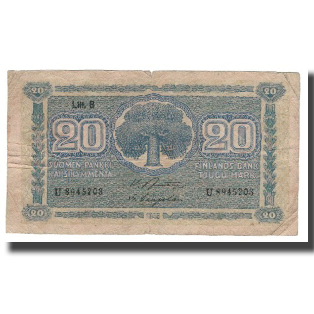Banknote, Finland, 20 Markkaa, 1945 (1948), KM:86, F(12-15)