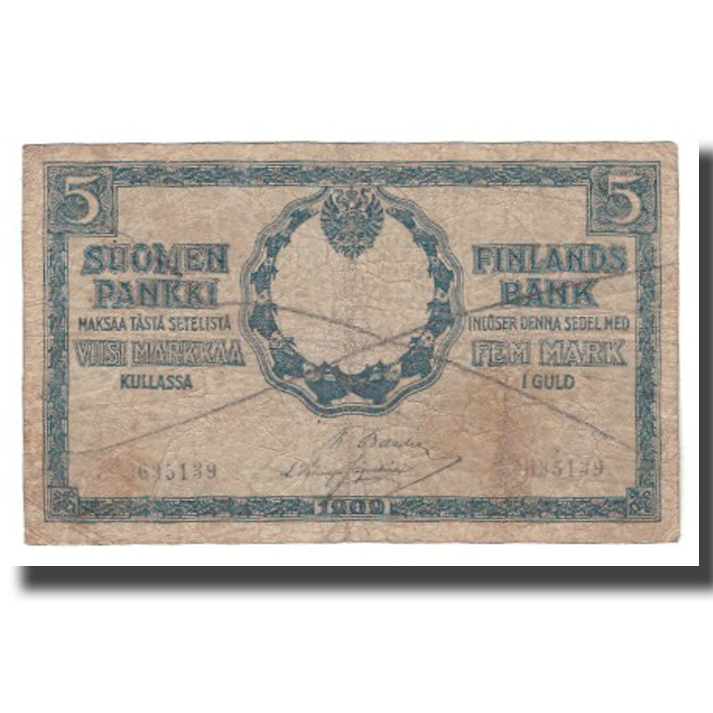 Billete, 5 Markkaa, 1909, Finlandia, KM:9b, RC