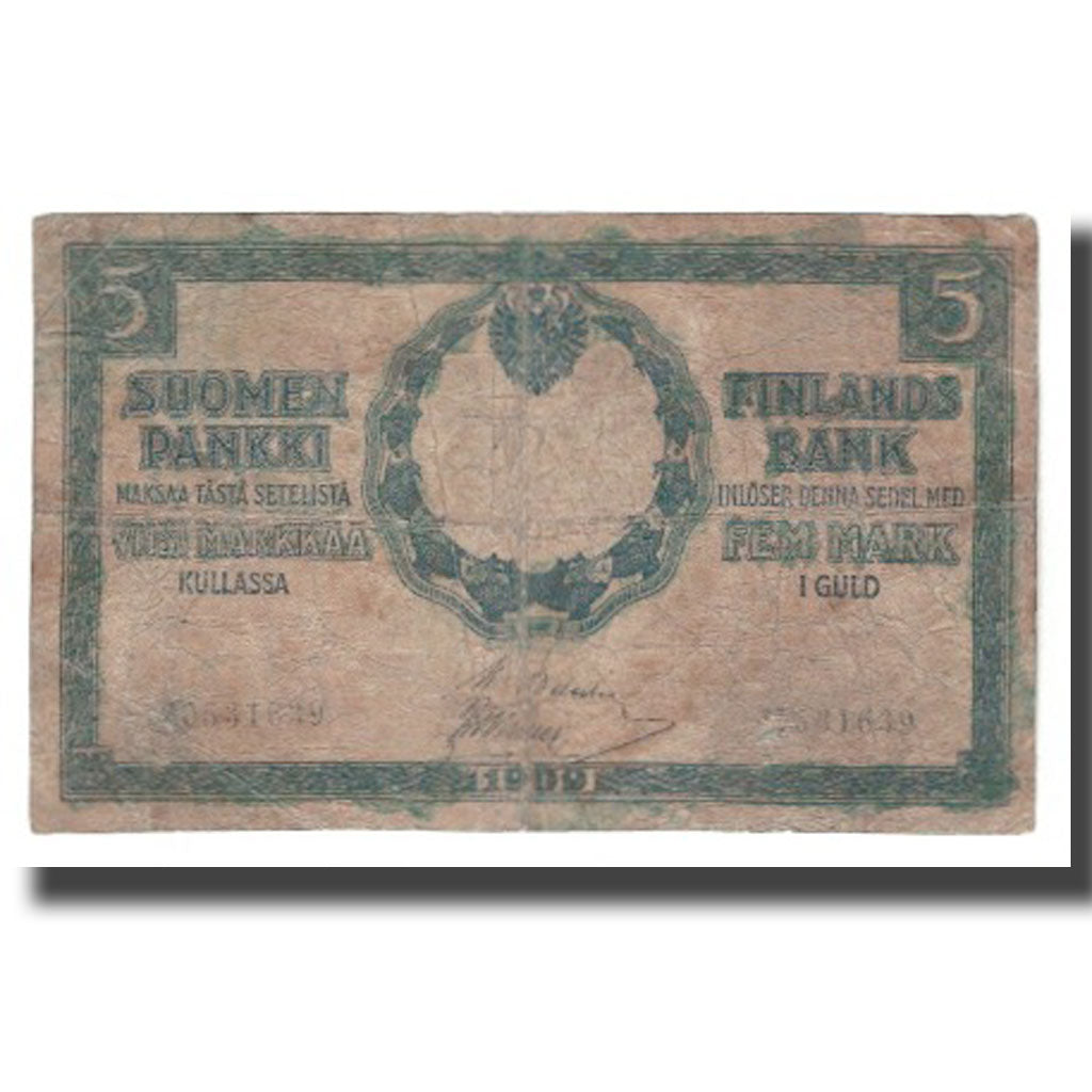Billete, 5 Markkaa, 1909, Finlandia, KM:9b, RC