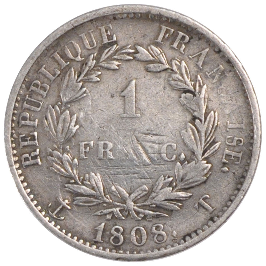 Moneta, Francja, Napoléon I, Franc, 1808, Nantes, VF(20-25), Srebro