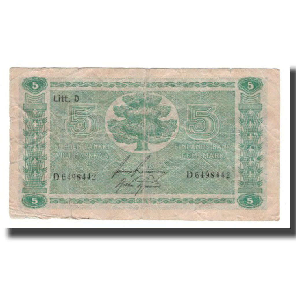 Banconote, Finlandia, 5 Markkaa, 1939 (1942-45), KM:69a, MB