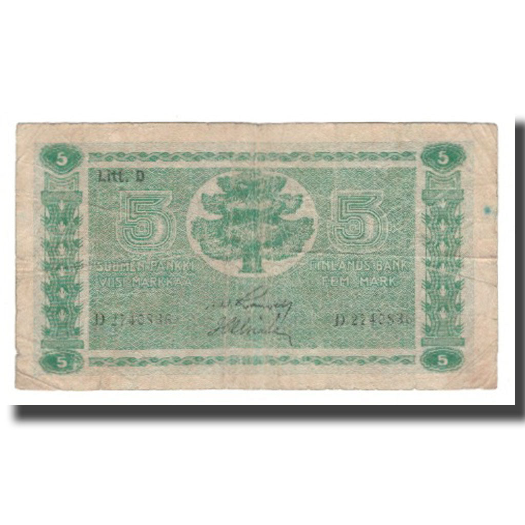 Banconote, Finlandia, 5 Markkaa, 1939 (1942-45), KM:69a, MB+