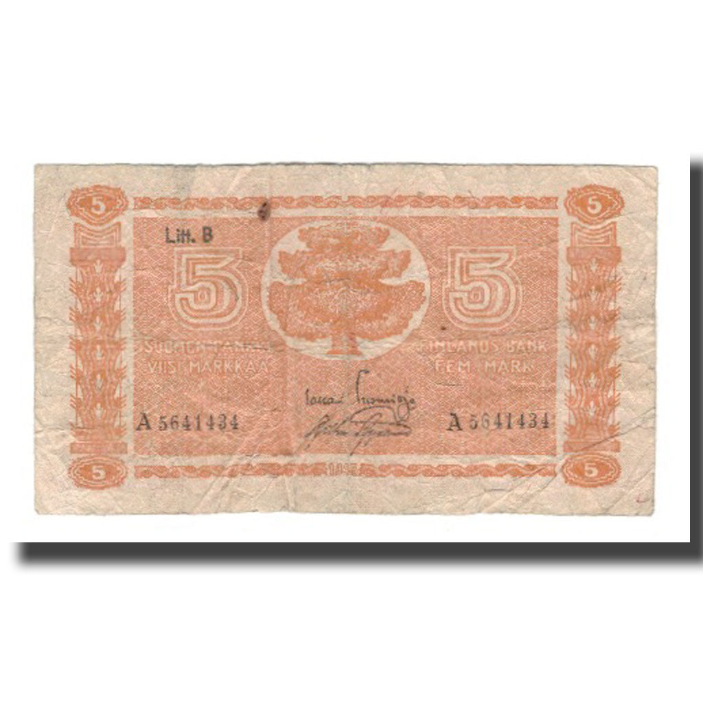 Banconote, Finlandia, 5 Markkaa, 1945 (1946), KM:84, MB