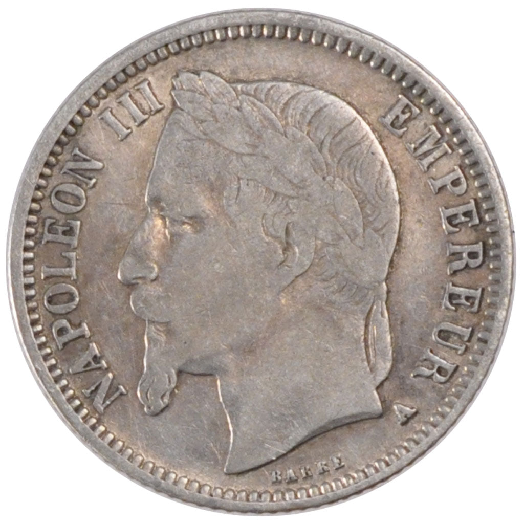 FRANCE, Napoléon III, Franc, 1868, Paris, KM #806.1, VF(30-35), Silver, Gadoury 