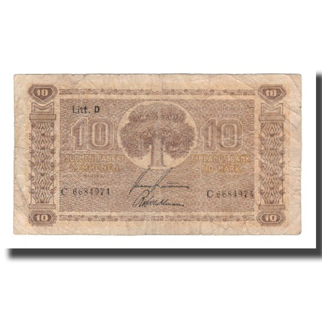 Banknote, Finland, 10 Markkaa, 1939 (1939-45), KM:70a, VF(20-25)
