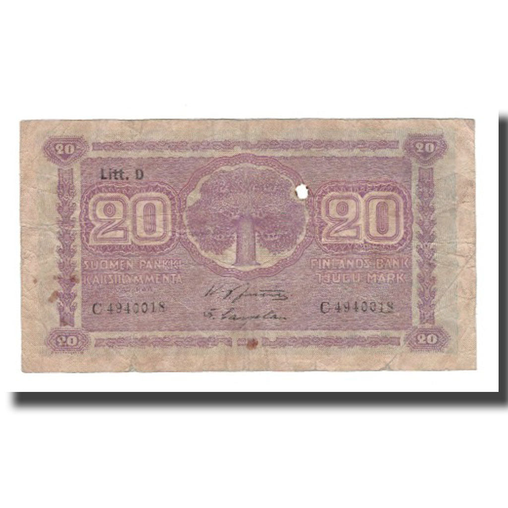 Banknote, Finland, 20 Markkaa, 1939 (1939-45), KM:71a, F(12-15)