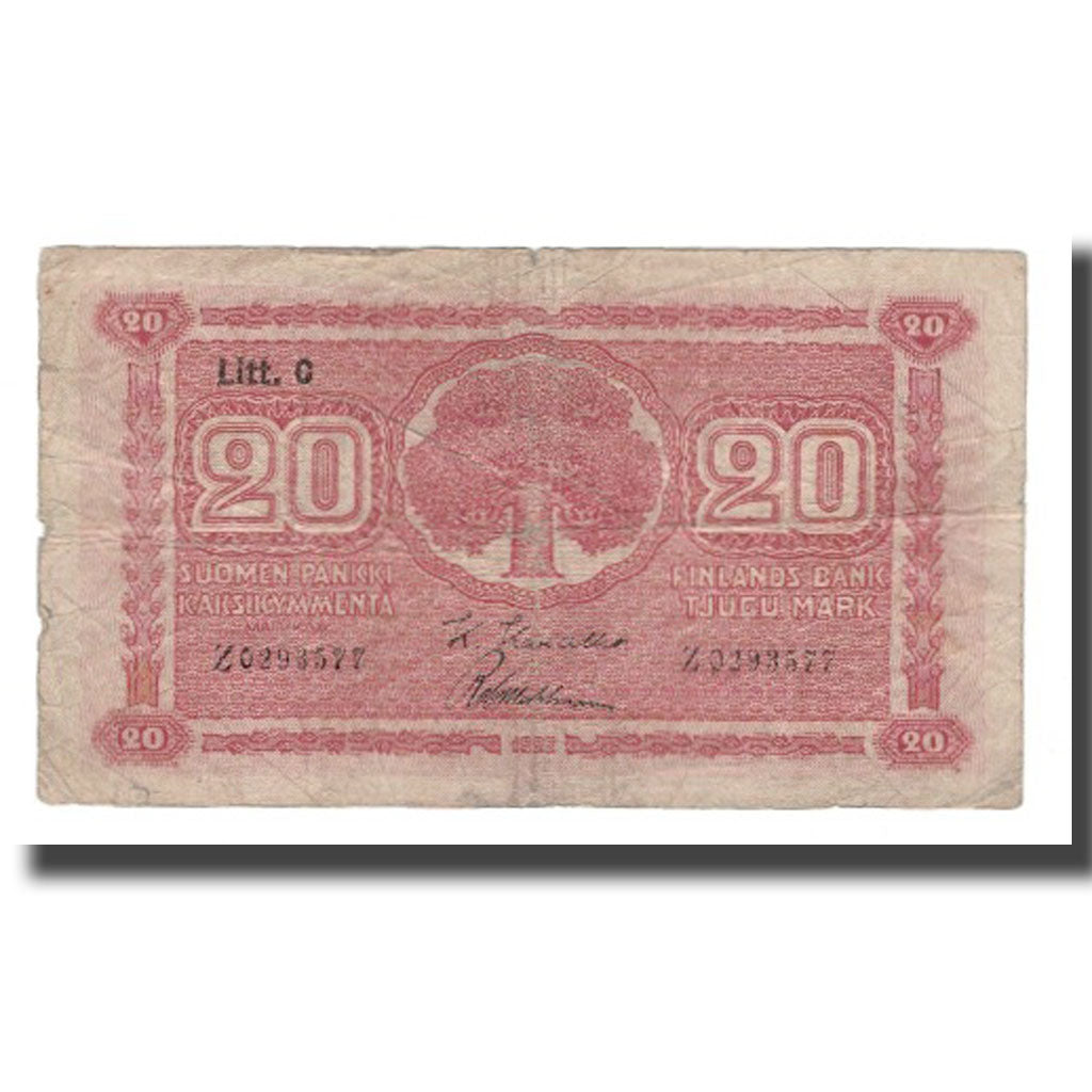 Nota, Finlândia, 20 Markkaa, 1922 (1931), KM:63a, F(12-15)