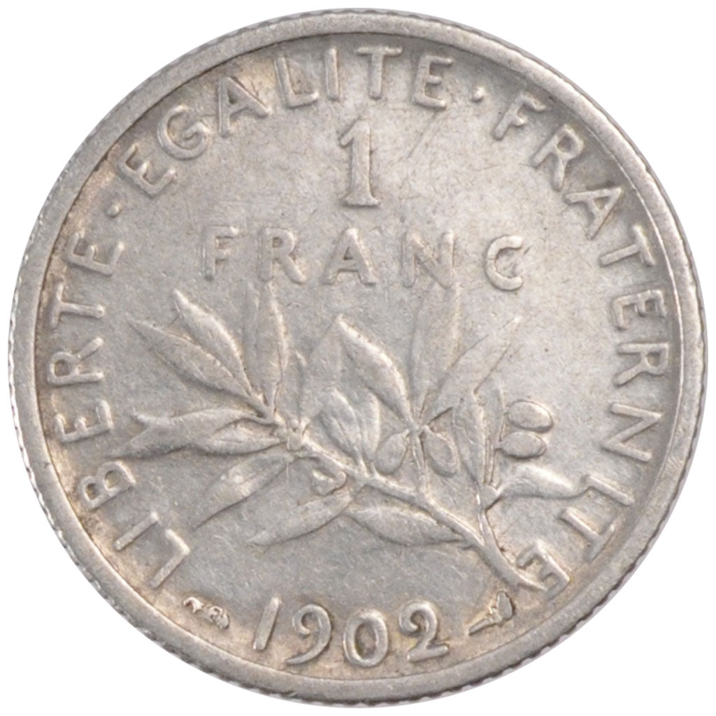 FRANCE, Semeuse, Franc, 1902, Paris, KM #844.1, EF(40-45), Silver, 23, Gadoury..