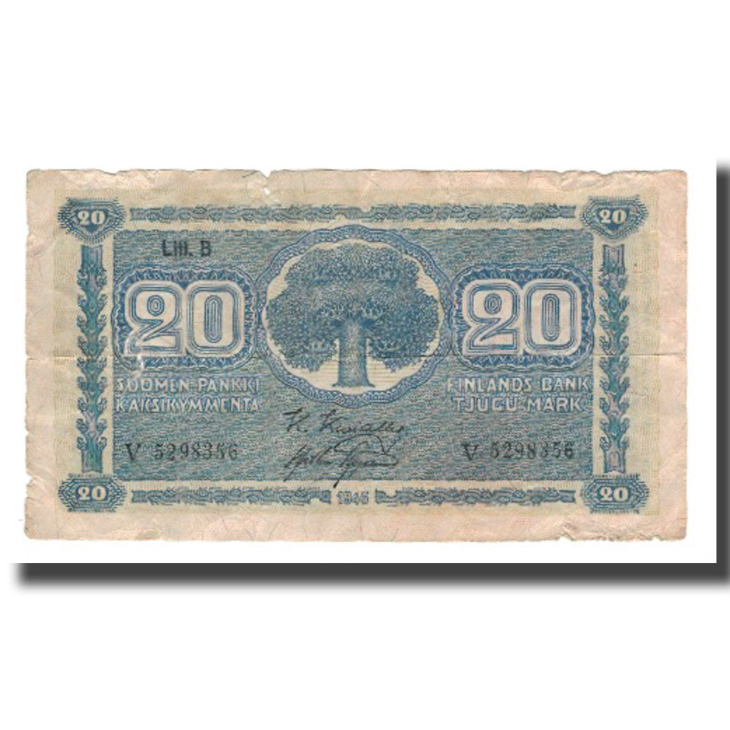 Banknote, Finland, 20 Markkaa, 1945 (1948), KM:86, F(12-15)