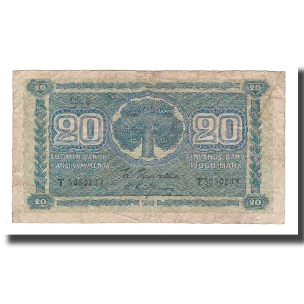 Banknote, Finland, 20 Markkaa, 1945 (1948), KM:86, F(12-15)