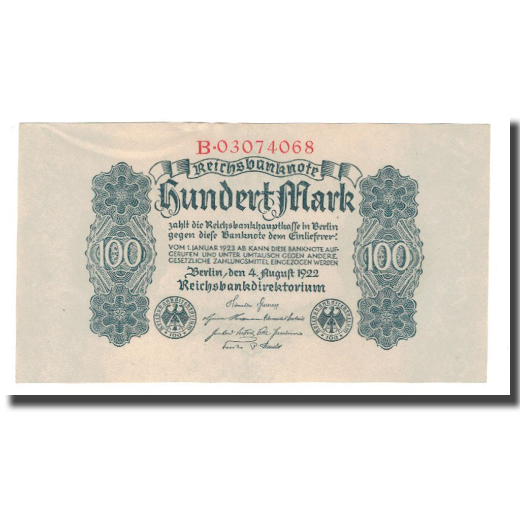 Banknote, Germany, 100 Mark, 1922, 1922-08-04, KM:75, UNC(63)