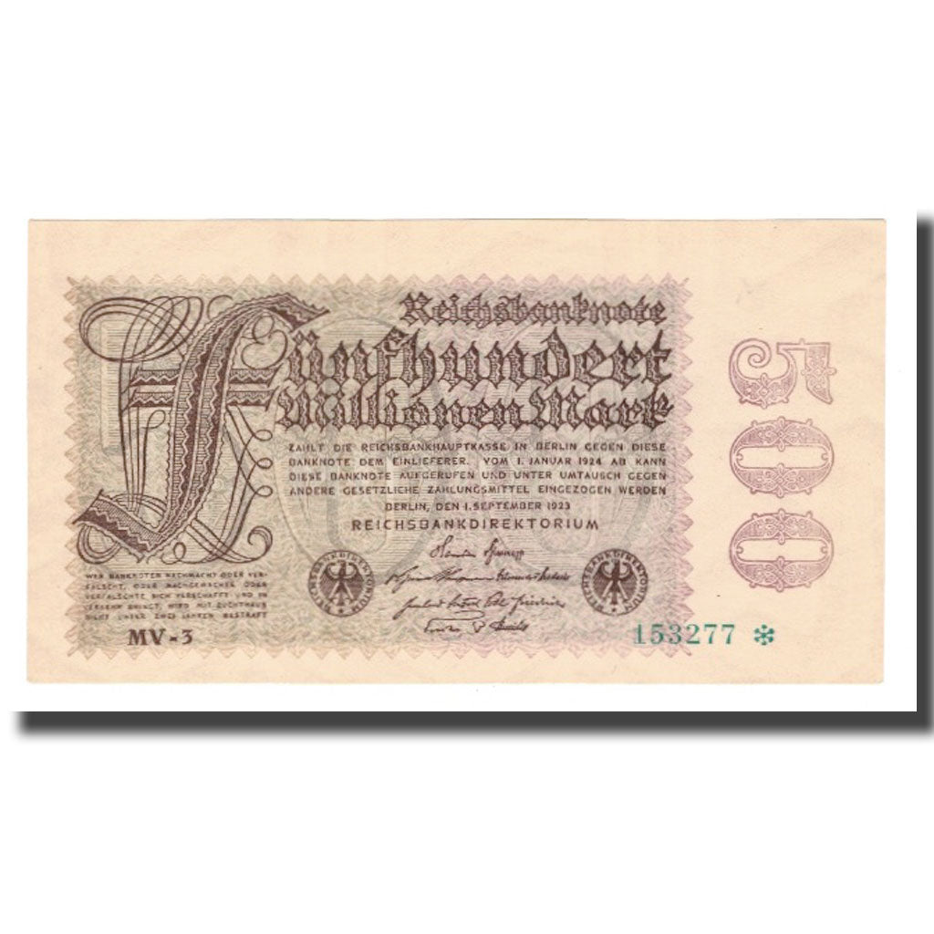 Banconote, Germania, 500 Millionen Mark, 1923, 1923-09-01, KM:110a, FDS
