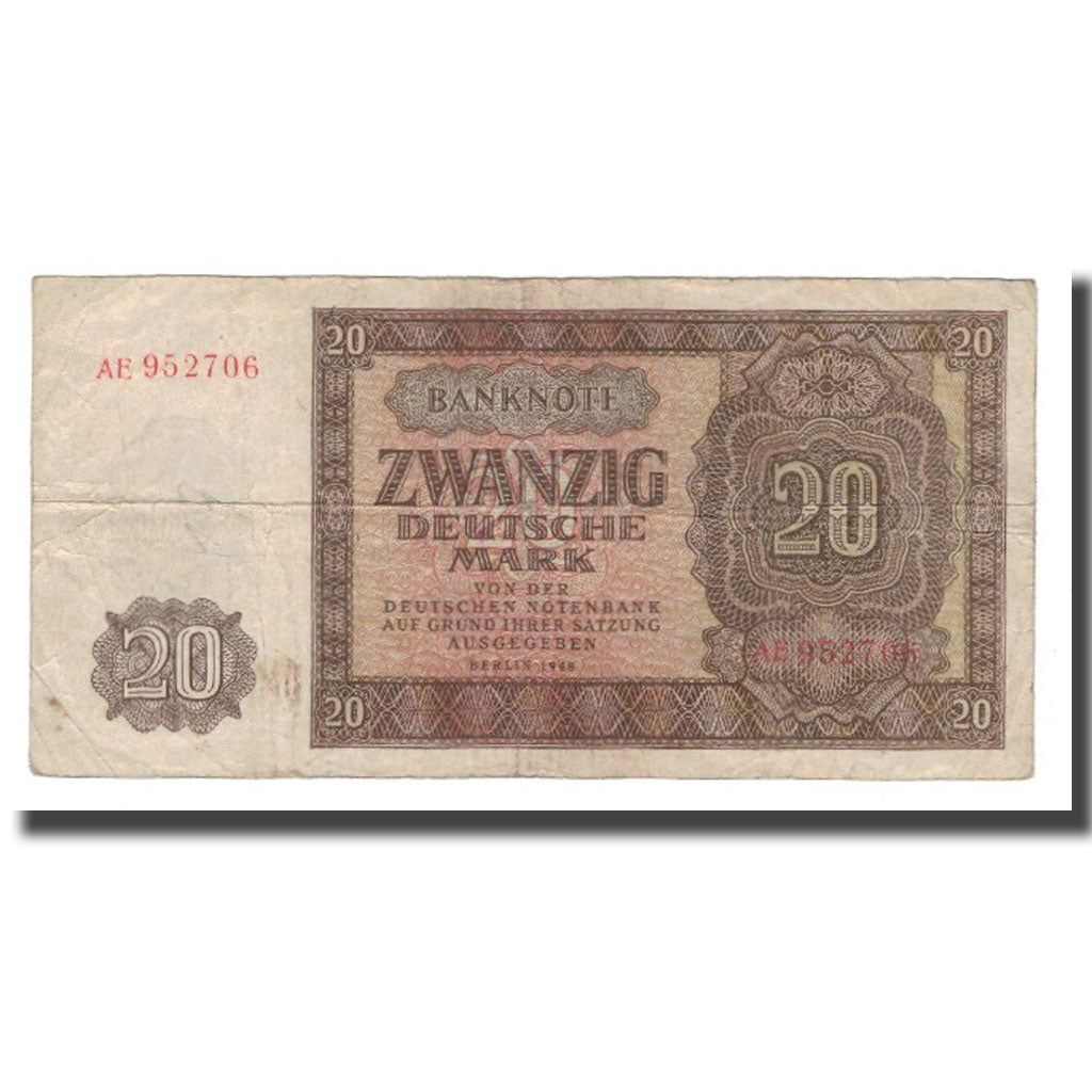 Biljet, Duitse Democratische Republiek, 20 Deutsche Mark, 1948, KM:13a, TB
