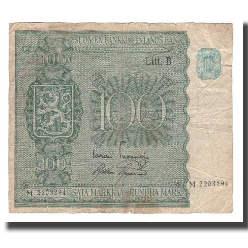 Banknote, Finland, 100 Markkaa, 1945 (1948), KM:88, VF(20-25)