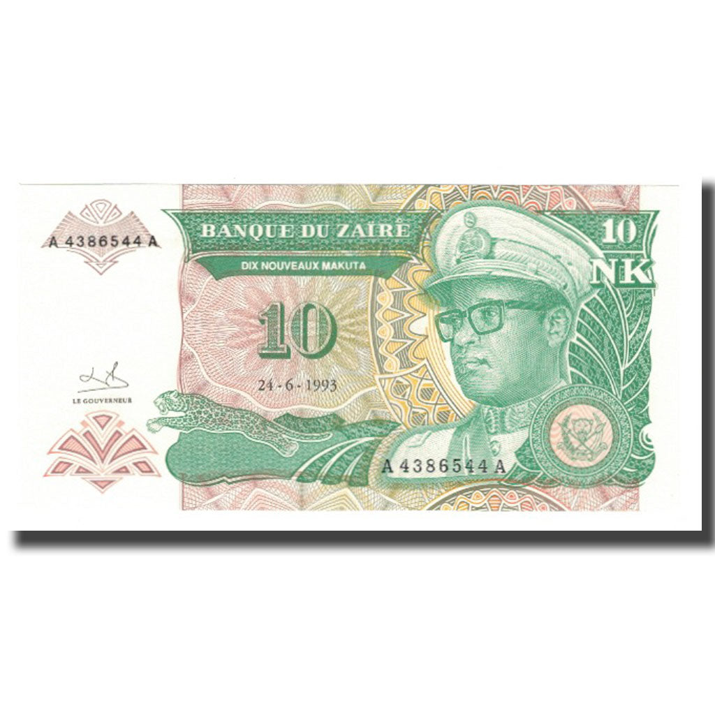 Billet, Zaïre, 10 Nouveaux Makuta, 1989, 1989-06-24, KM:49, NEUF