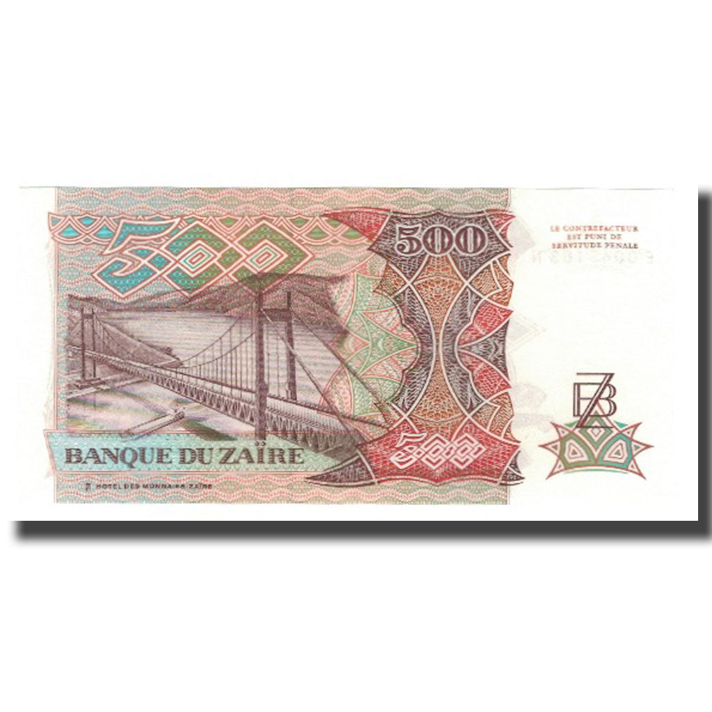 Banconote, Zaire, 500 Zaïres, 1989, 1989-06-24, KM:34a, FDS