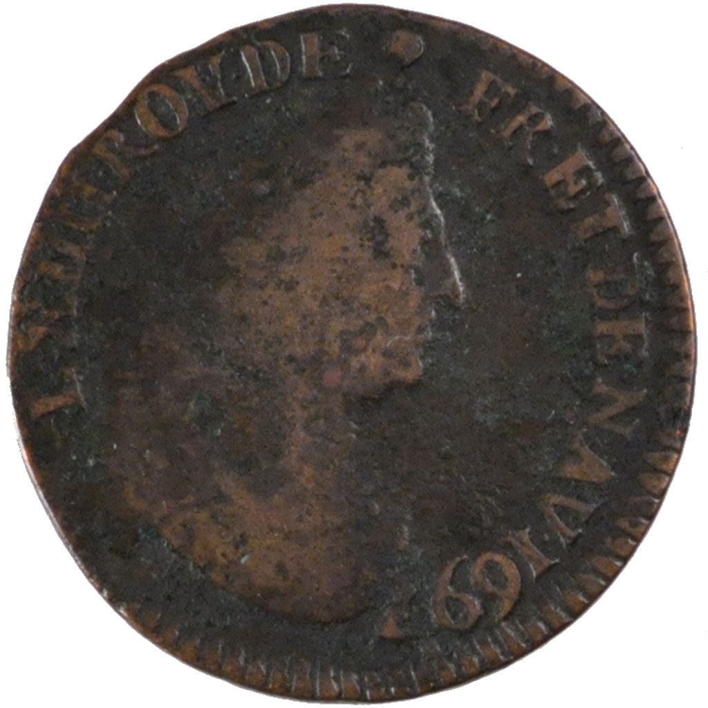 Francia, Louis XIV, Liard de France au buste âgé, troisième type, Liard, 1...
