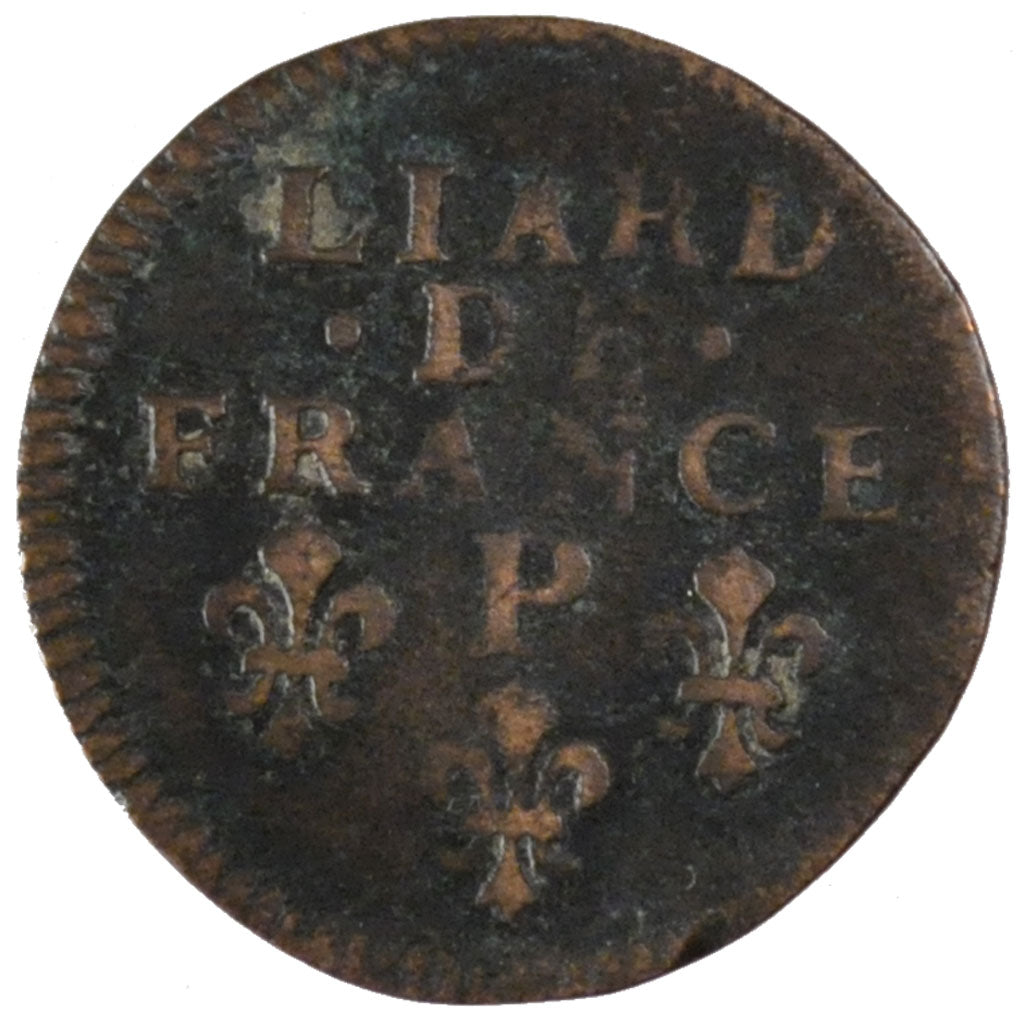 FRANCE, Liard de France au buste âgé, troisième type, Liard, 1698, Dijon, KM #28