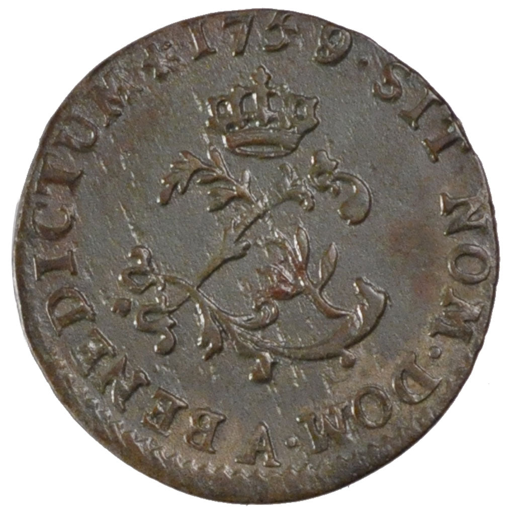 FRANCE, Double sol (2 sous) en billon, 2 Sols, 1759, Paris, KM #500.1,...