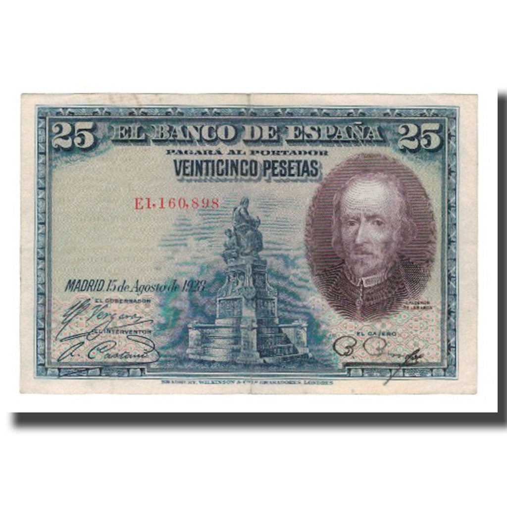 Banknote, Spain, 25 Pesetas, 1928, 1928-08-15, KM:74b, AU(55-58)