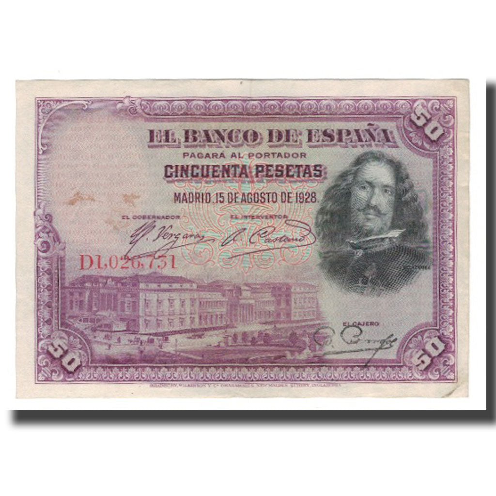 Banconote, Spagna, 50 Pesetas, 1928, 1928-08-15, KM:75b, BB+