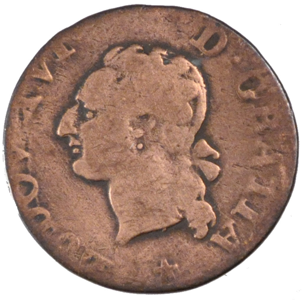 FRANCE, Liard, Liard, 1790, Lille, KM #585.14, VF(20-25), Copper, Gadoury #348,.