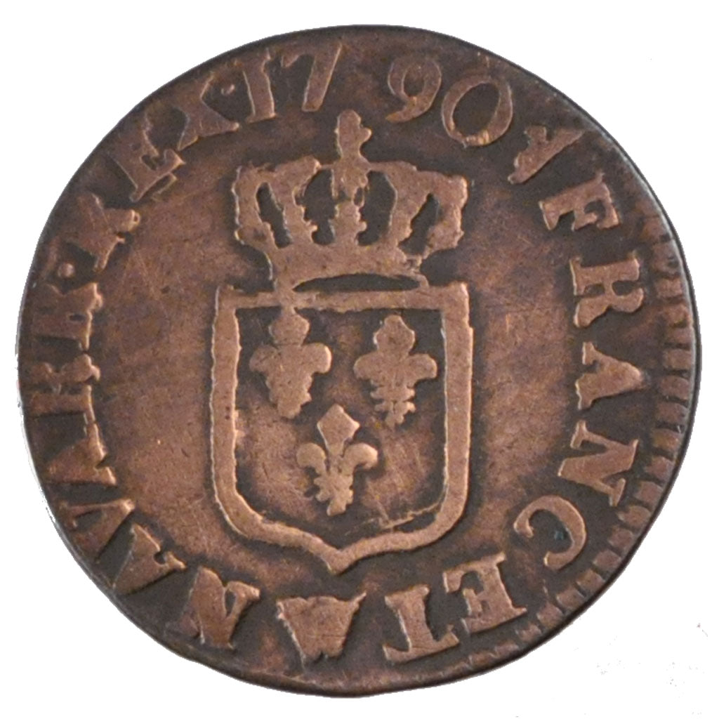 FRANCE, Liard, Liard, 1790, Lille, KM #585.14, VF(20-25), Copper, Gadoury #348,.