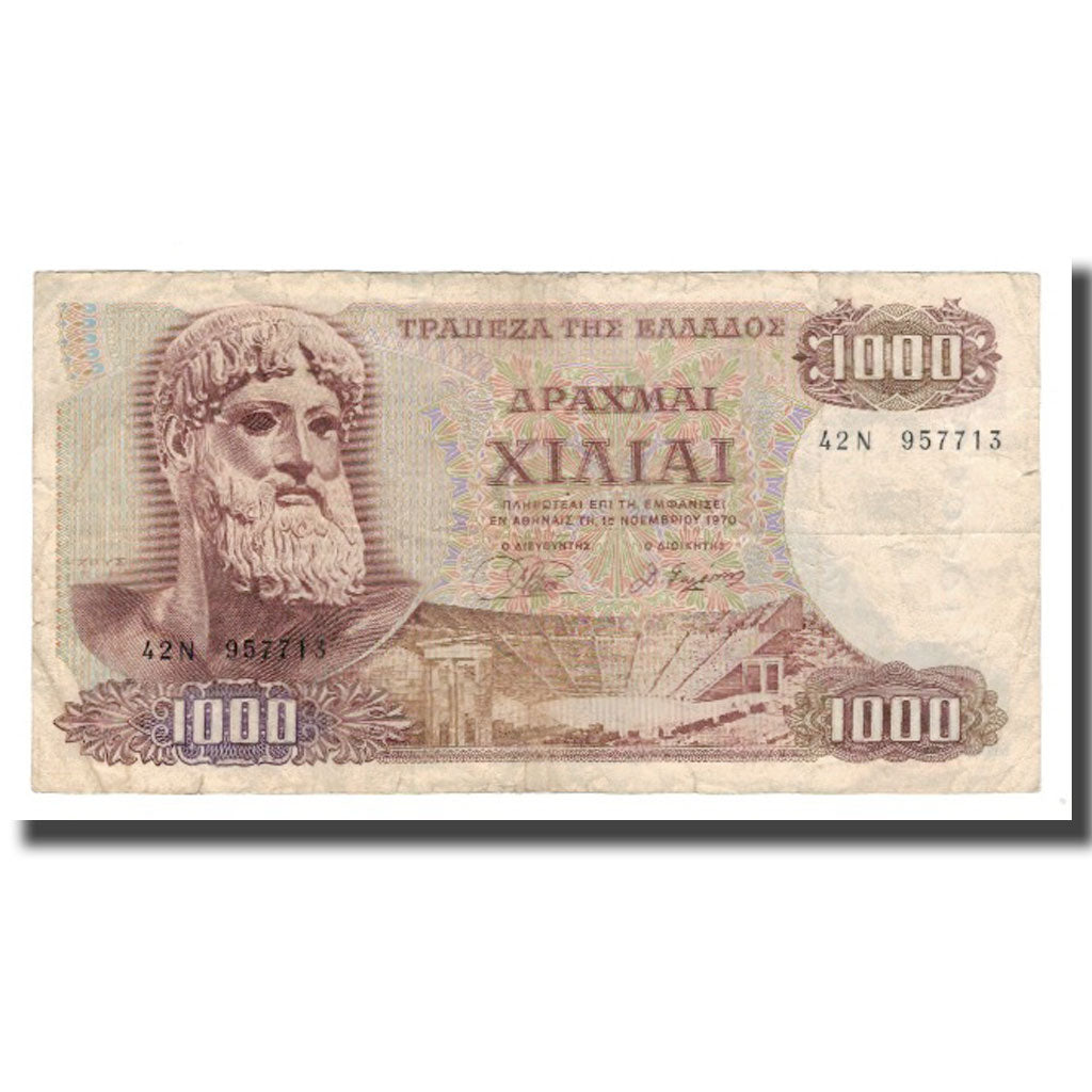 Banconote, Grecia, 1000 Drachmai, 1970, 1970-11-01, KM:198b, MB+