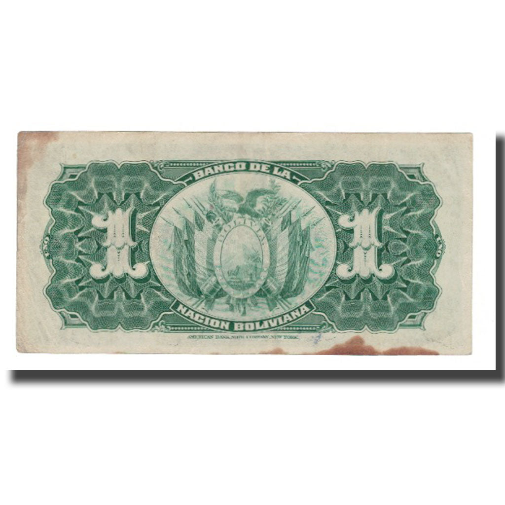 Banconote, Bolivia, 1 Boliviano, Undated (1929), KM:112, MB+