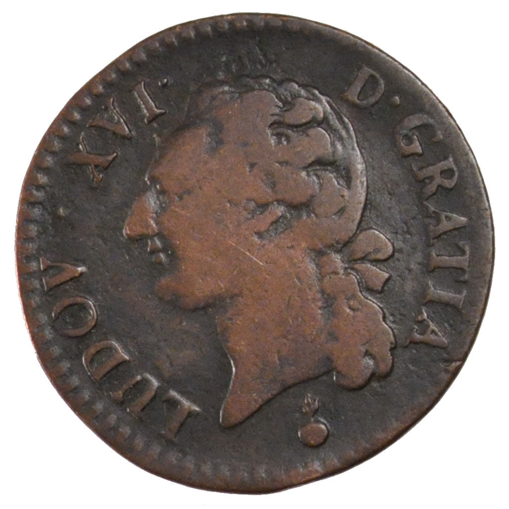 FRANCE, 1/2 Sol ou 1/2 sou, 1/2 Sol, 1786, Metz, KM #586.2, VF(30-35), Copper,..