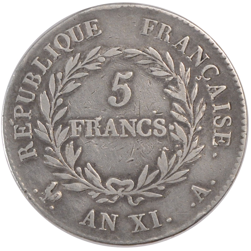 FRANCE, 5 Francs, 1803, Paris, VF(30-35), Silver, 24.65