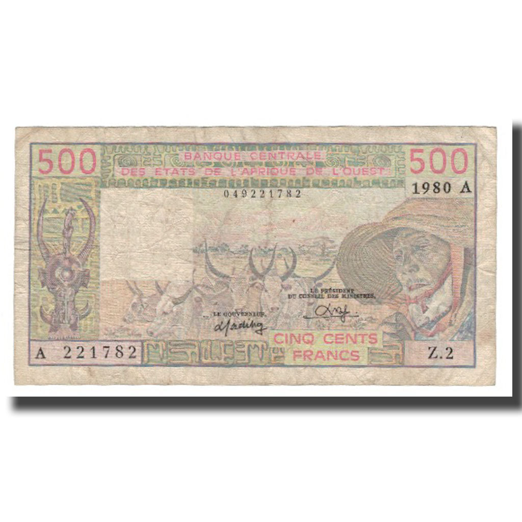 Banknote, West African States, 500 Francs, 1979-1980, 1980, KM:105Ab, VF(20-25)