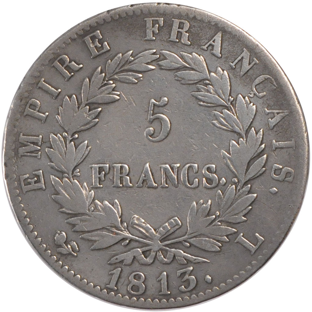 Coin, France, Napoléon I, 5 Francs, 1813, Bayonne, EF(40-45), Silver