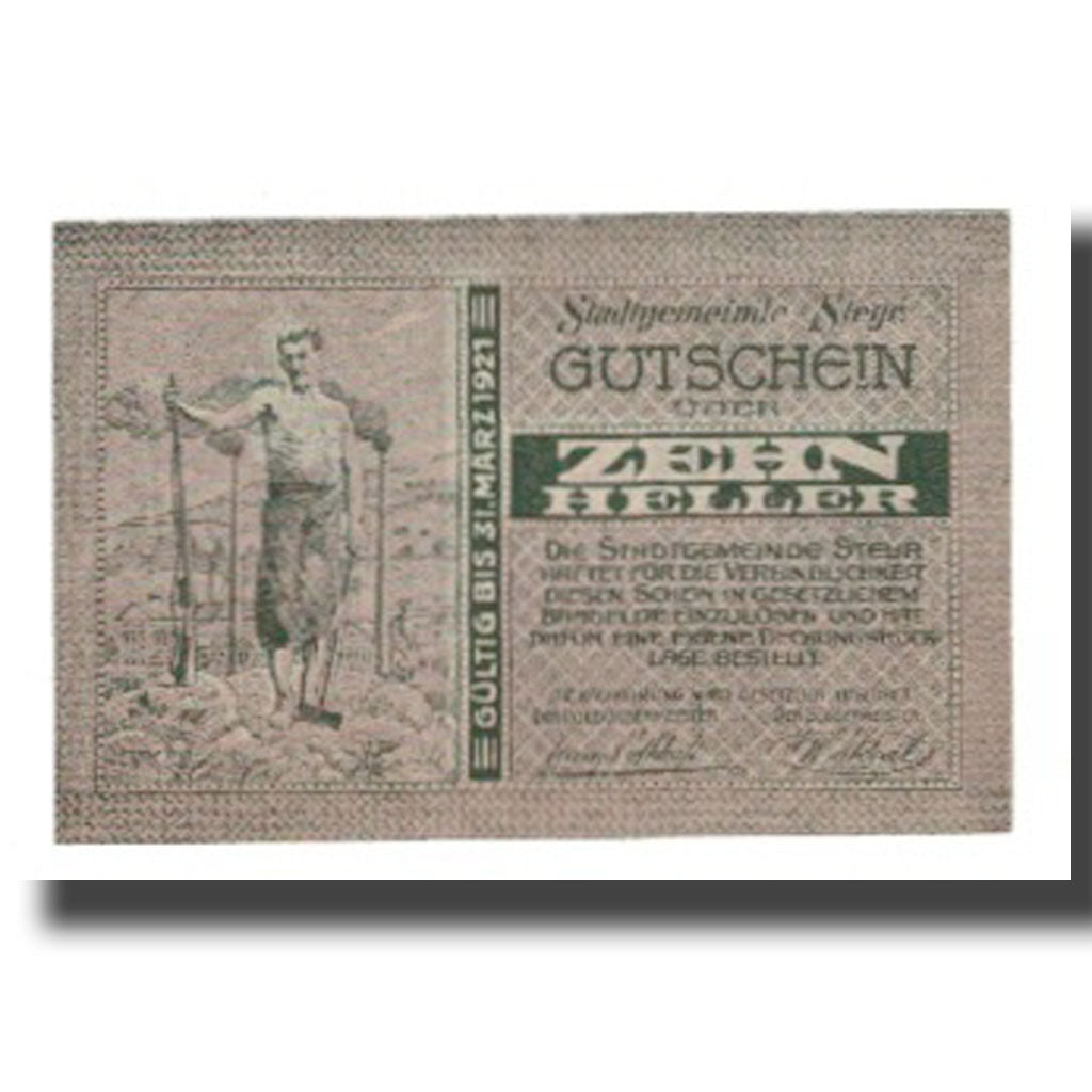 Banknote, Austria, Steyr, 10 Heller, Blason, 1921, 1921-03-31, UNC(65-70)
