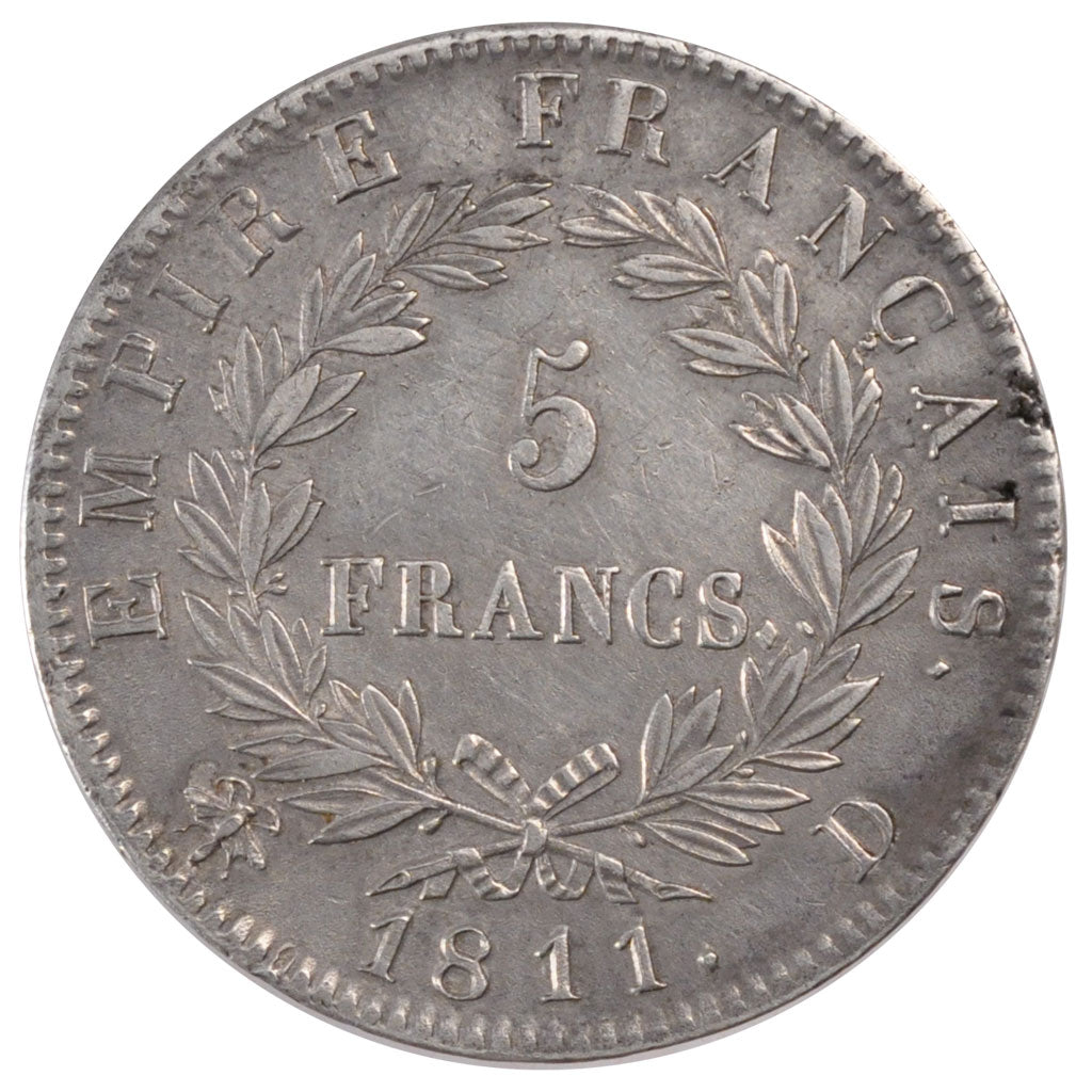 Francia, Napoléon I, 5 Francs, 1811, Lyon, SPL-, Argento, KM:694.5, Gadoury:584