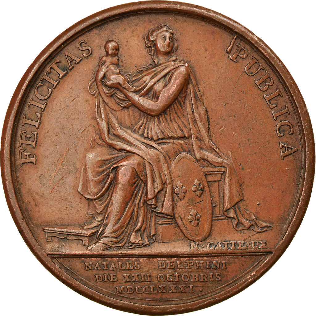 França, Medal, Louis XVI, Naissance du Dauphin, 1781, Gatteaux, AU(50-53)