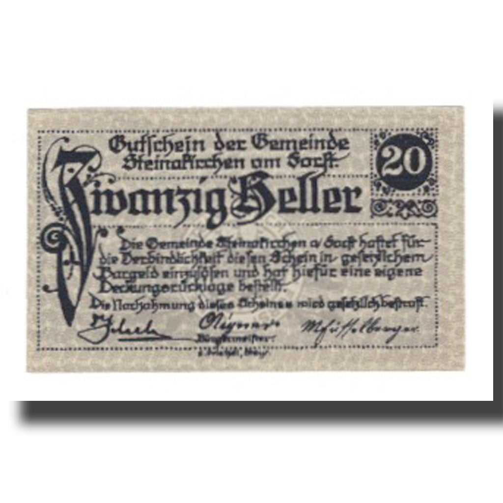 Banknote, Austria, Steinakirchen am Forst, 20 Heller, chateau 1, 1922