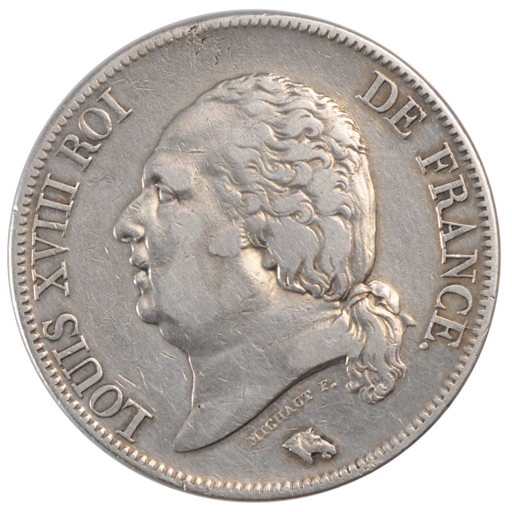 Coin, France, Louis XVIII, Louis XVIII, 5 Francs, 1822, Rouen, EF(40-45)