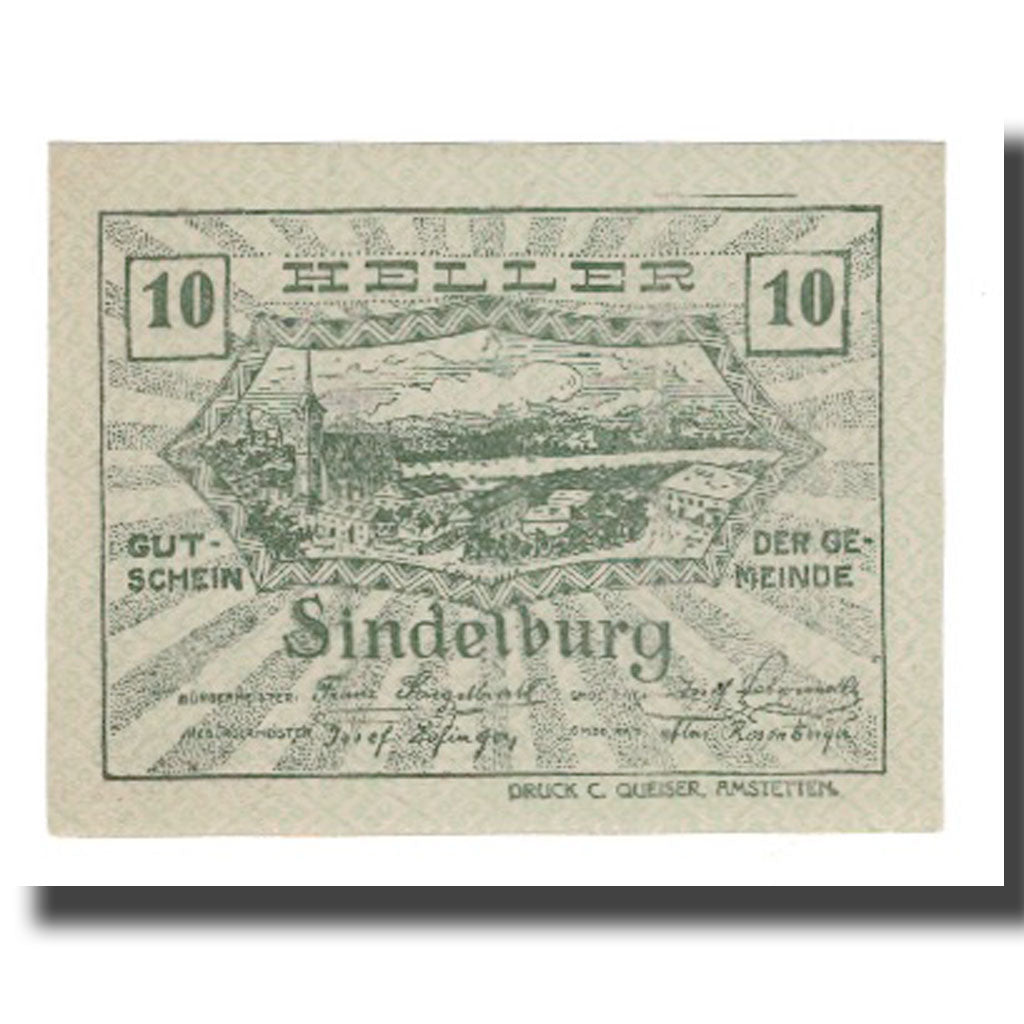 Banknote, Austria, Sindelburg, 10 Heller, personnage, 1920, 1920-12-31