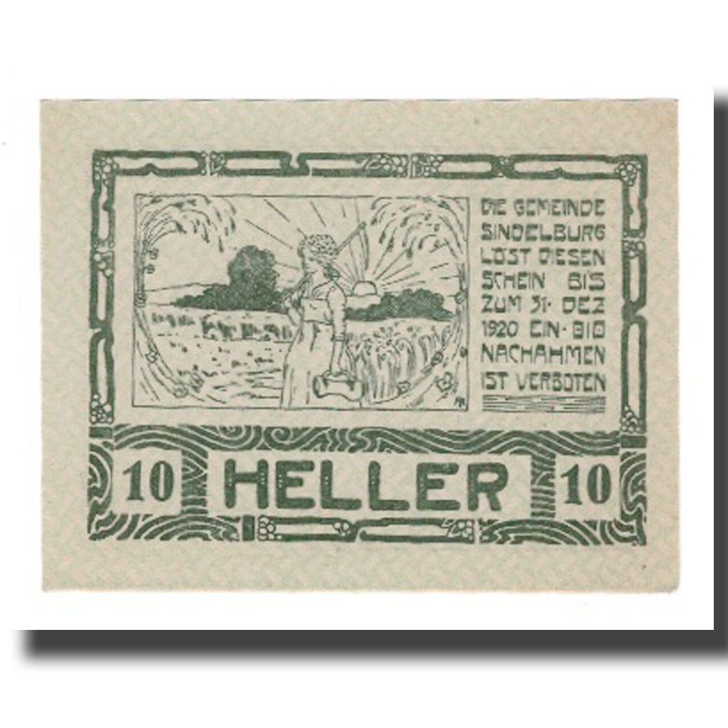 Banknote, Austria, Sindelburg, 10 Heller, personnage, 1920, 1920-12-31