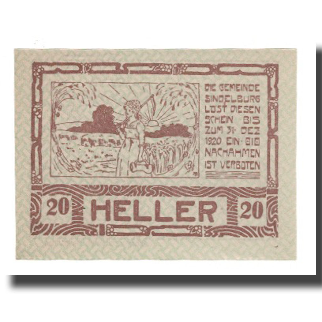 Banknote, Austria, Sindelburg, 20 Heller, personnage 1, 1920, 1920-12-31