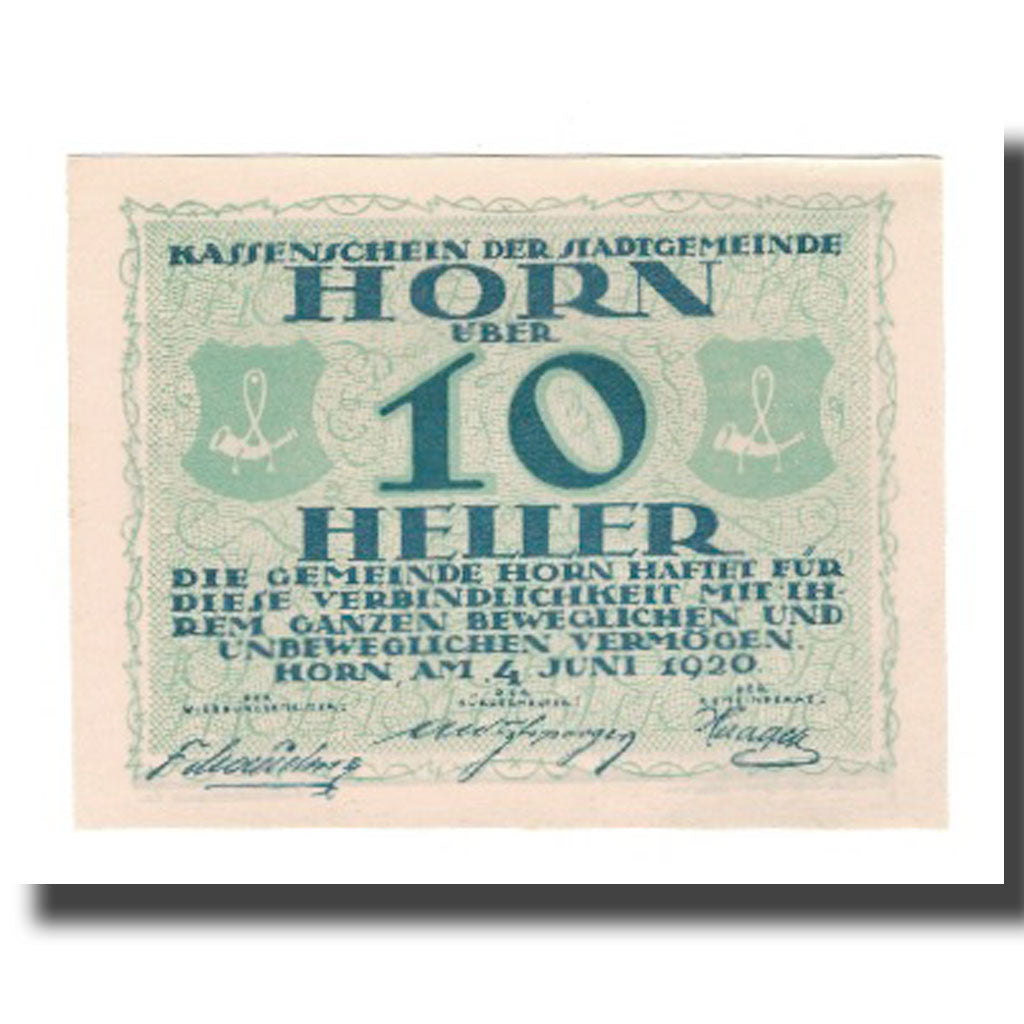 Banknote, Austria, Horn, 10 Heller, Valeur faciale 3, 1920, 1920-01-25