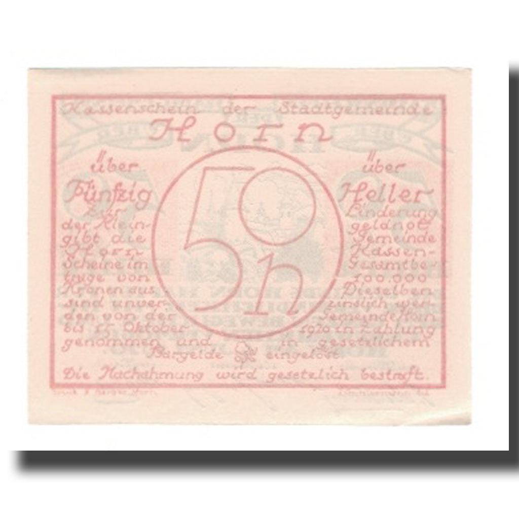 Banknote, Austria, Horn, 50 Heller, valeur faciale 4, 1920, 1920-01-25