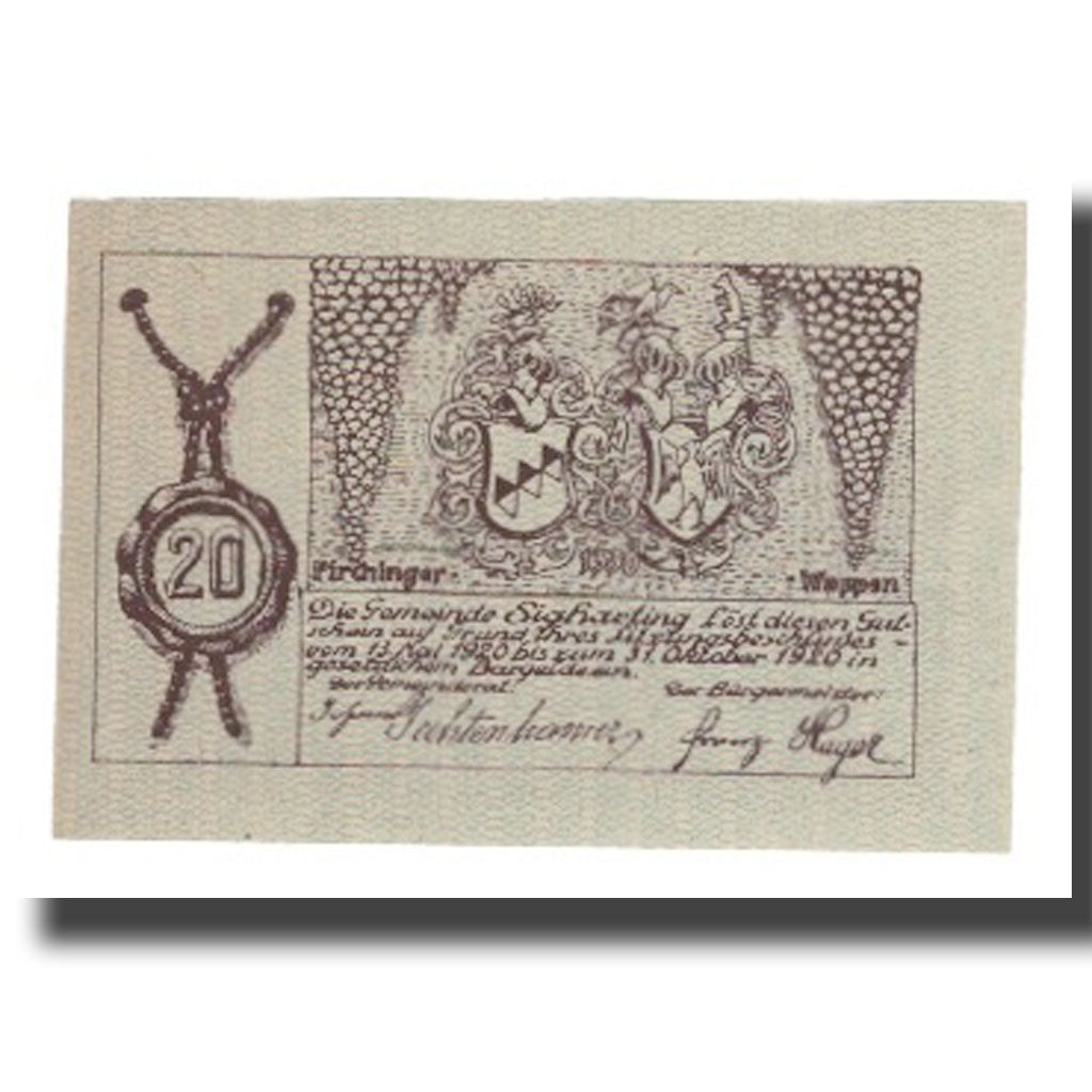 Banknote, Austria, Sigharting, 20 Heller, Armoirie 1, 1920, 1920-05-13