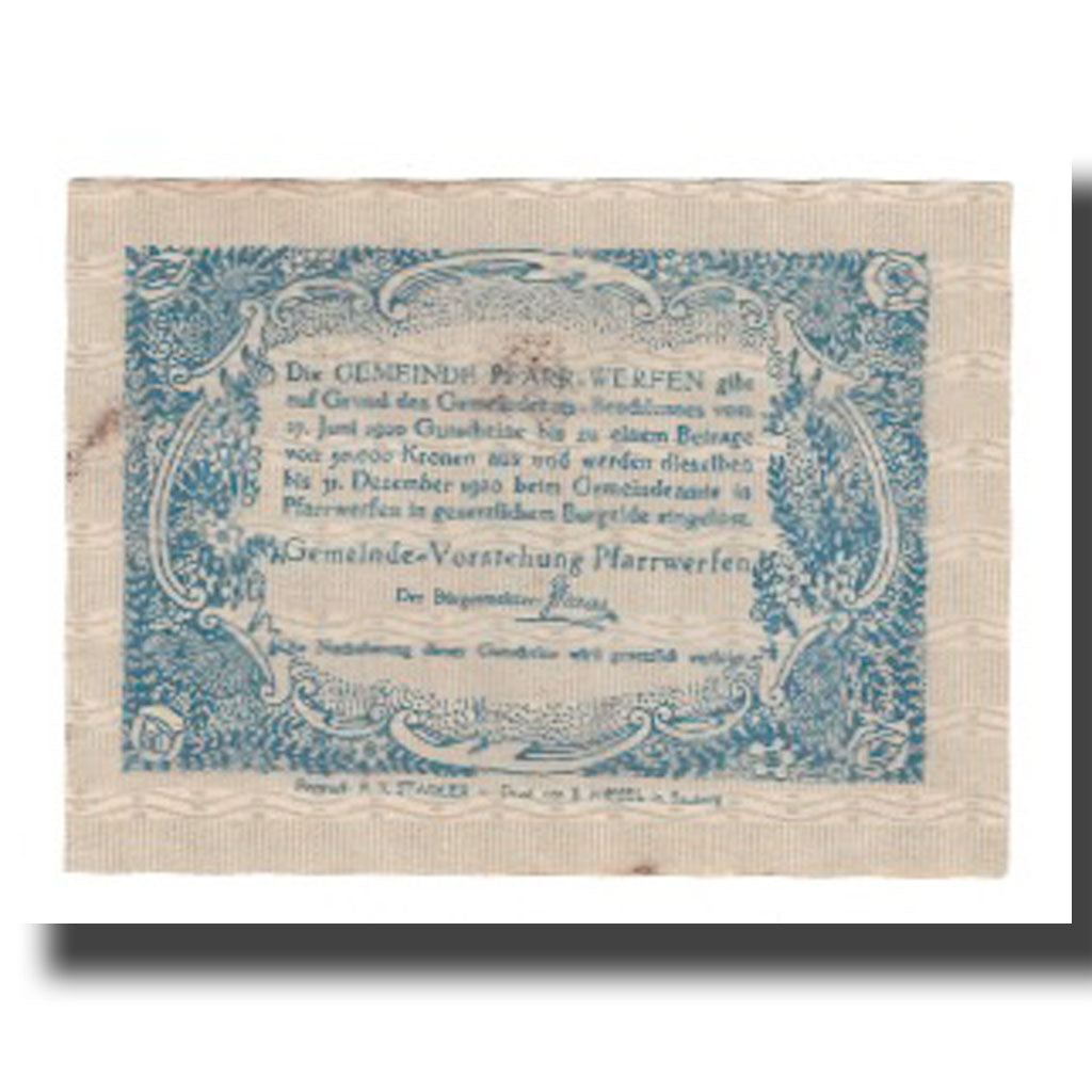 Banknote, Austria, Pfarrwerfen, 80 Heller, Texte 2, 1920, 1920-06-27, UNC(63)