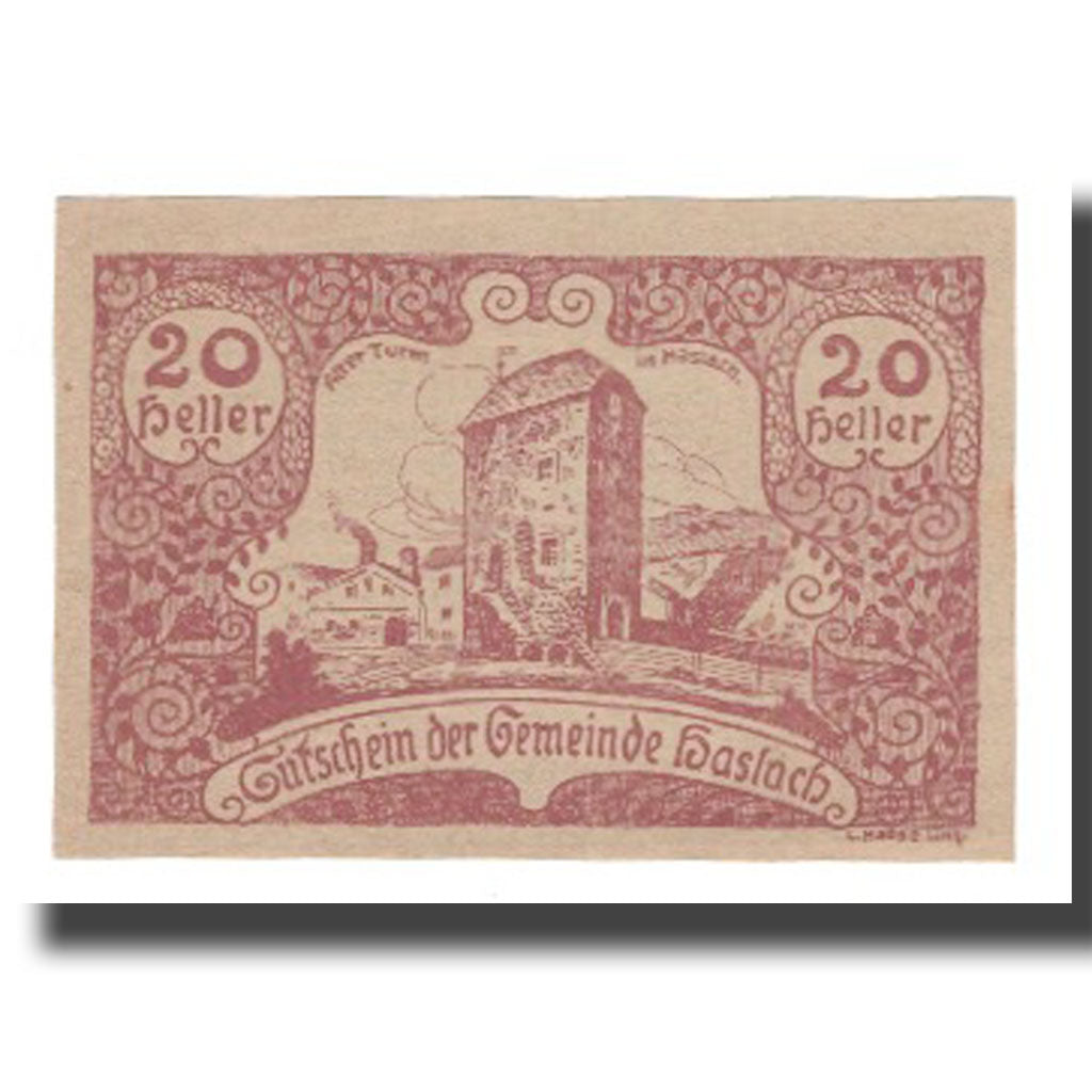 Banknote, Austria, Haslach, 20 Heller, Texte, 1920, 1920-05-20, UNC(65-70)